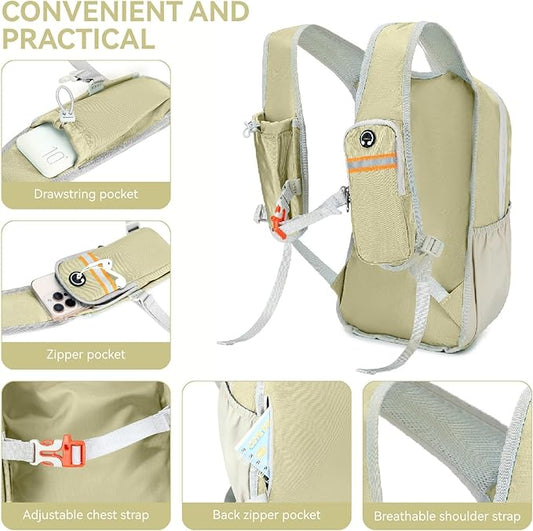 15L Small Hiking Backpack for Men Women Lightweight Packable Backpack Foldable Casual Daypack for Camping Travel Outdoor, Beige