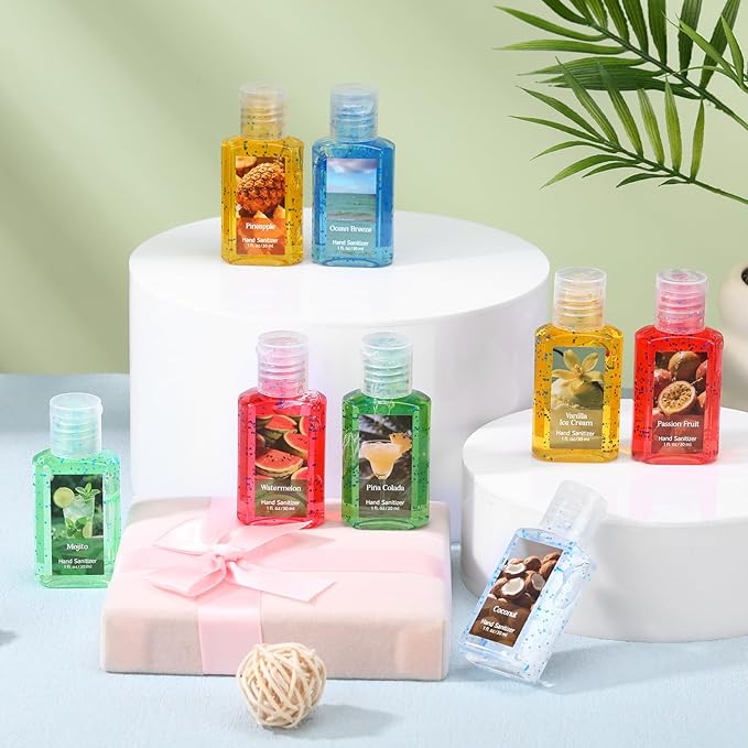 Frienda 24 Pack Summer Mini Hand Sanitizer Bulk Travel Size Perfume Gel Hand Sanitizer Scented Variety 1 Fl oz Pocket Portable for Guest Christmas Stocking Stuffers Nurse Coworker Teacher Office Gifts