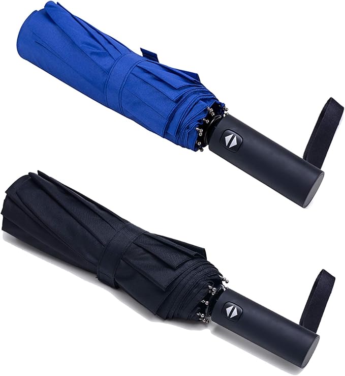 PFFY 2 Packs Travel Umbrella Windproof Auto Open & Close Collapsible Folding Small Compact Backpack Car travel Essentials Purse Umbrellas for Rain
