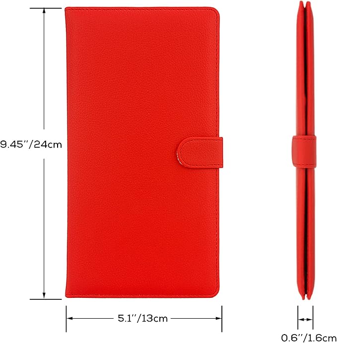 Car Registration and Insurance Holder, Leather Magnetic Shut Vehicle Glove Box Organizer for Document, Card, Driver License, Red