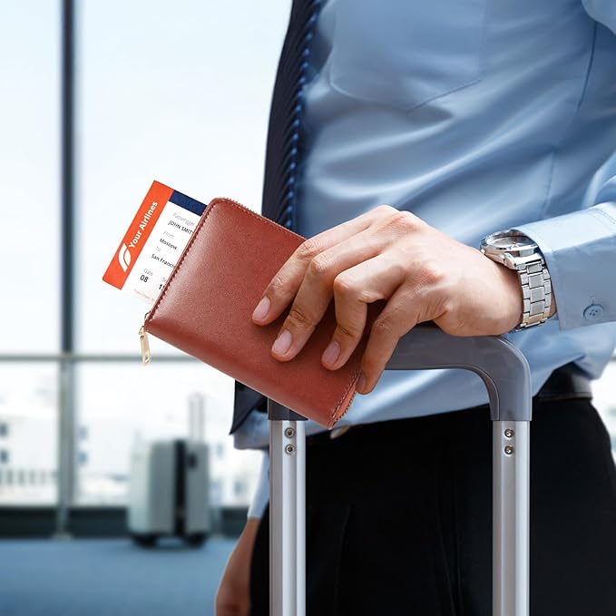 Forvencer Passport Holder Cover with Safe Zipper Closure, Premium Passport Wallet for Travel, Sleek RFID Blocking Card Case, Waterproof Travel Accessories for Men, Grey