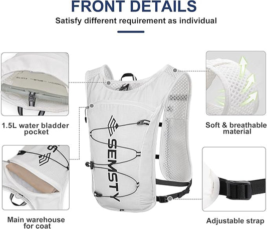 Running Hydration Vest 5L,Running Vest Pack with 1.5L Water Bladder,Lightweight Water Backpack for Hiking Running Cycling