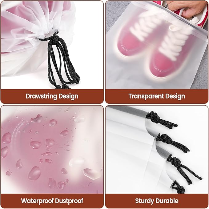 10 Pack Shoe Bags for Travel,11.8in X 15.7in，Protable shoe bags for storage with rope,large drawstring bags，Shoes Storage Organizers Pouch with Rope for Men and Women