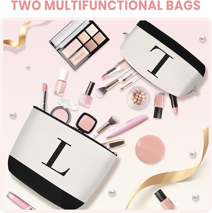 BAGAIL Initial Tote Bag, Personalized Birthday Gifts for Women, Teacher, Friends, Mom, Wedding, Monogrammed Beach Bag