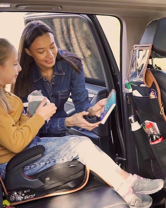 Owleys Car Seat Organizer Backseat Back Organizers & Storage Of Automotive Seatback Toy Organization For Kids Black Brown Tan 2 pc