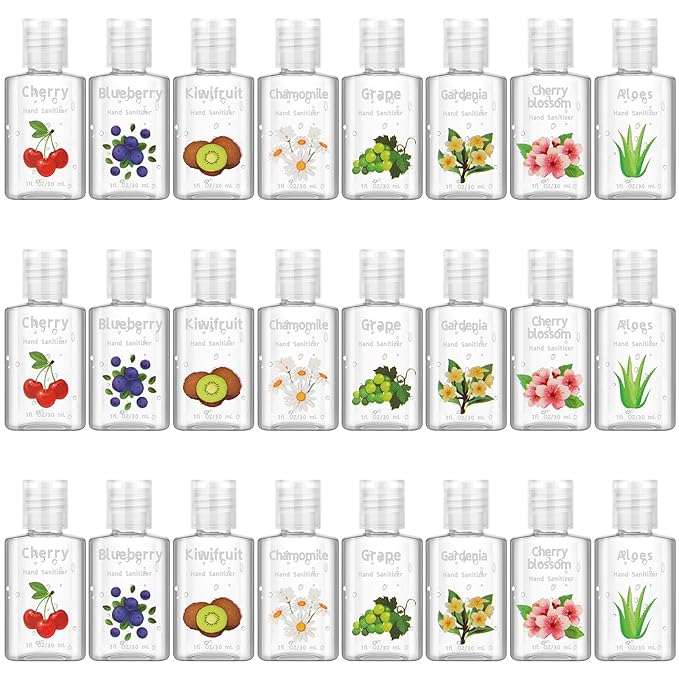 Frienda 24 Pcs Mini Hand Sanitizer Bulk Scented Hand Sanitizer Travel Size 1 Fl oz Gardenia Aloe Assorted Scents Sanitizers for Guest Christmas Stocking Stuffers Nurse Coworker Teacher Office Gifts