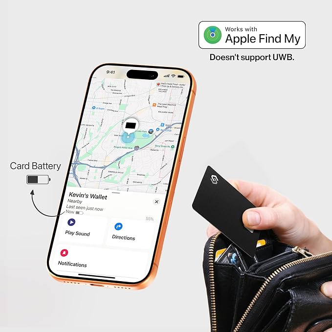 SPOTMINDERS Apple MFi Certified Credit Card Wallet Tracker PRO 4-Pack (iOS Only) Works with Apple Find My Rechargeable Tracking Card for Wallet IP68 0.07in Slim iPhone Item Finder for Luggage or Purse