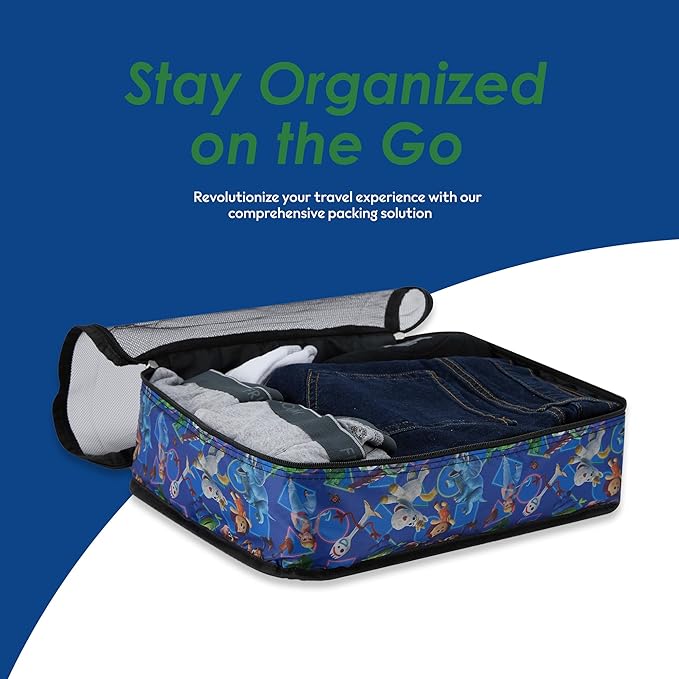 Disney Minnie Mickey Stitch Packing Cubes - Winnie the Pooh, Princess Cinderella, Cars, Toy Story 5 Piece Packing Cubes Compression - Travel Essential - Luggage Suitcase Organizer Set