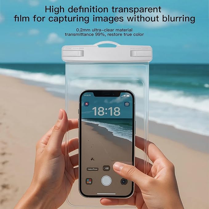 1/2 Pack Waterproof Phone Pouch Compatible with iPhone 17 16 15 Pro Max & Galaxy S24+/S23 7in Waterproof Phone Case with Lanyard,IPX8 Beach Travel Must Haves,Beach Essentials,Light Grey,1 Pack