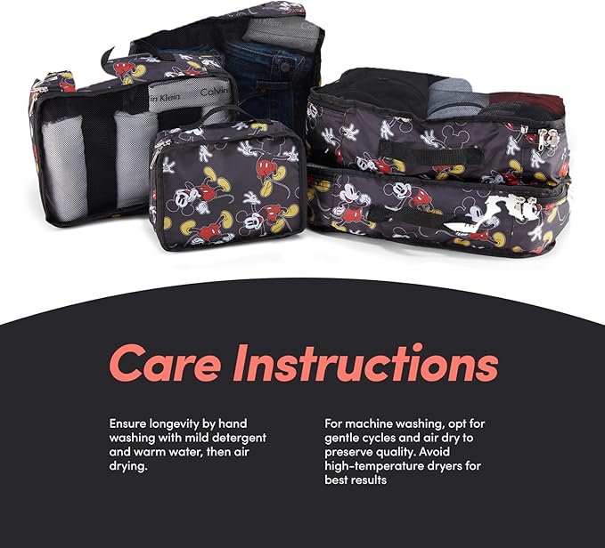 Disney Minnie Mickey Stitch Packing Cubes - Winnie the Pooh, Princess Cinderella, Cars, Toy Story 5 Piece Packing Cubes Compression - Travel Essential - Luggage Suitcase Organizer Set