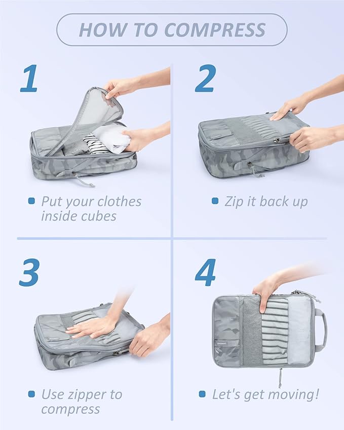 BAGSMART 6 Set /4 Set/2 Set Compression Packing Cubes for Travel, Lightweight Luggage Organizer Bags, Durable Space Saver Bags Travel Essentials