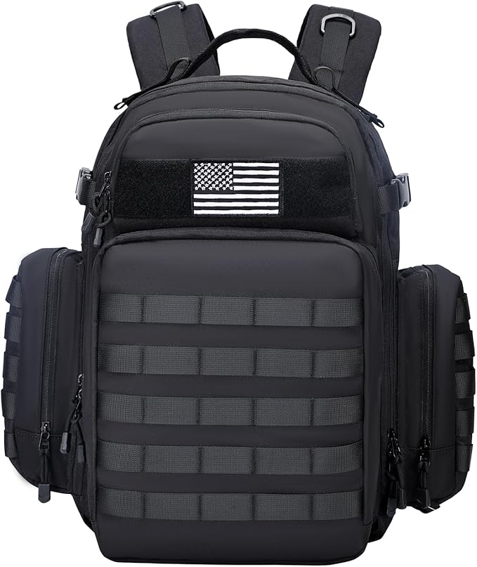 Military Tactical Backpack for Men and Women Molle Army Assault Pack with Patch(Black)