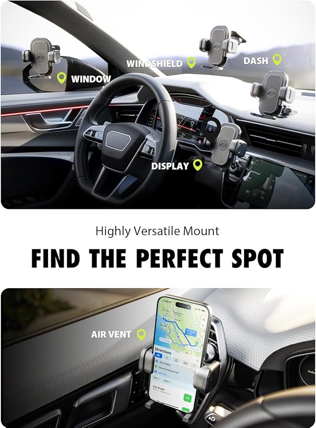 Bracketron TripGrip PRO Car Phone Holder Mount - Phone Holders for Your Car with One-Button Expansion for Vent & Dash - Compatible with Most Smartphones