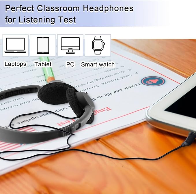Yunsailing 10 Pack Bulk Headphones Set Over Ear Headphones with Adjustable Headband 3.5mm Plug Headsets Earphones for Learning Program, Computer Lab, Library, Testing & Multimedia Use (Vibrant Color)