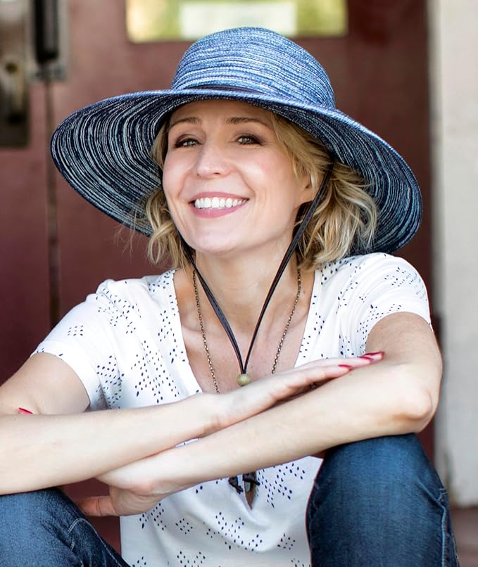 Sloggers Women's Wide Brim Braided Sun Hat with Wind Lanyard - UPF 50+ Maximum Sun Protection
