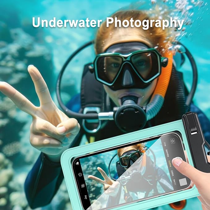 2 Pack Waterproof Phone Pouch with Adjustable Lanyard for iPhone 17 16 15 14 13 12 Pro Max, Samsung Galaxy S25/S24 up to 7.5", IPX8 Cellphone Water Proof Phone Case Dry Bags Black/Green