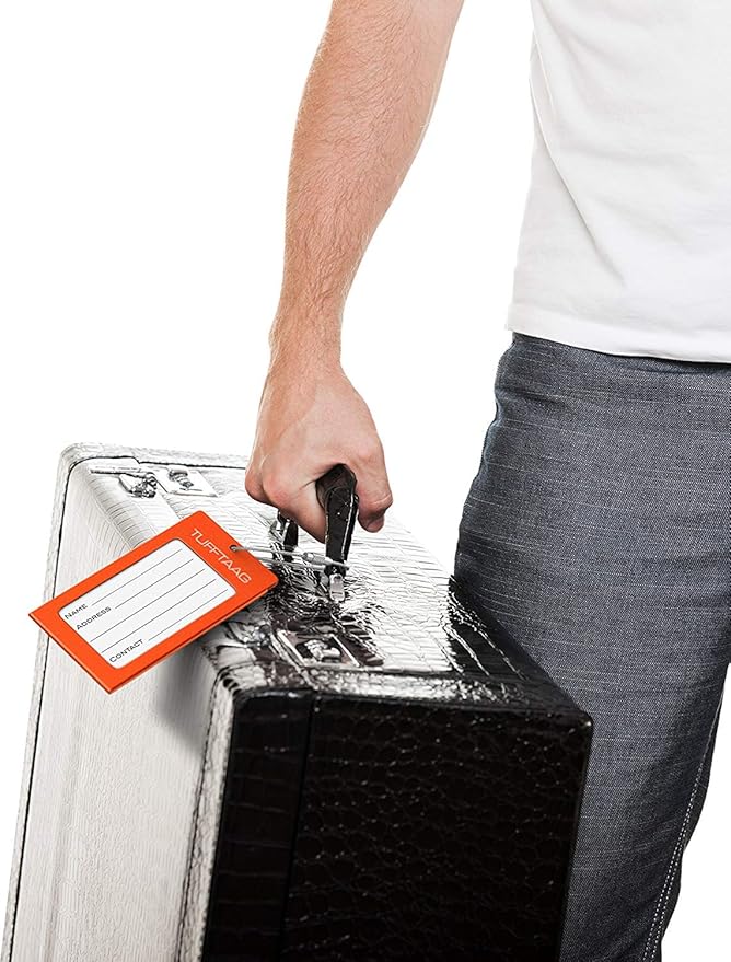 Luggage Tags Business Card Holder by TUFFTAAG - Durable Travel ID Bag Tag in Multiple Color Options, Perfect for Suitcases, Backpacks, and Carry-Ons, Easy Identification, Secure and Stylish