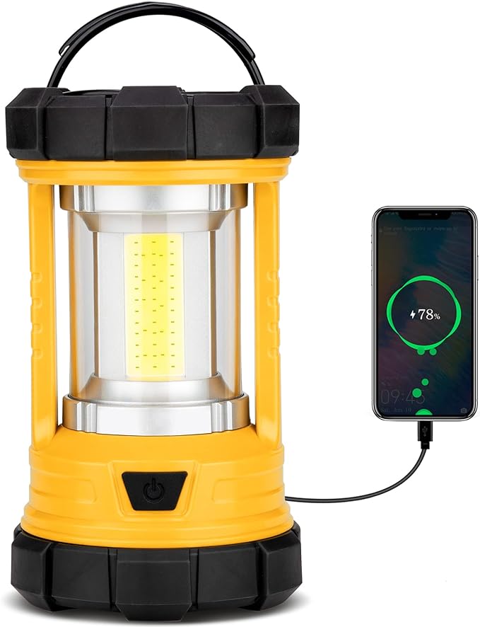 Camping Lantern 3000LM, LED Lanterns for Power Outages with 4400mAh Phone Charger, Impact-Resistant Rechargeable Lantern, 5 Light Modes Waterproof Lantern for Hurricane Emergency(Orange)