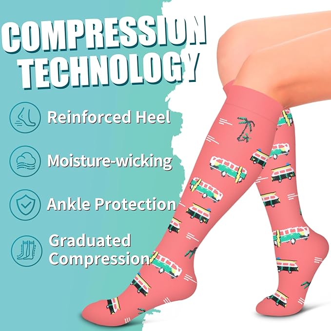 Laite Hebe Compression Socks for Women & Men Circulation(6 pairs)-Graduated Supports Socks for Running, Athletic Sports