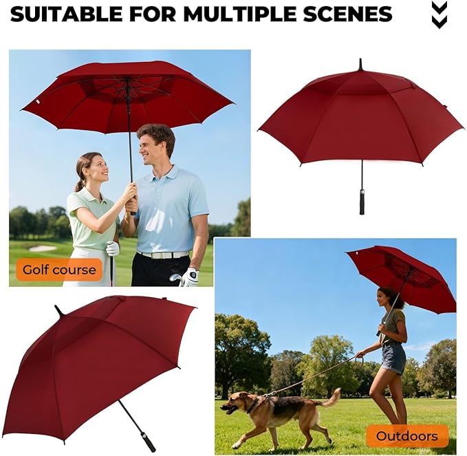 ZDSSM Automatic Open Golf Umbrella, 54/62/68/72 inch Extra Large Oversize Double Canopy Vented Stick Umbrellas, Windproof Waterproof Umbrella for Men And Women