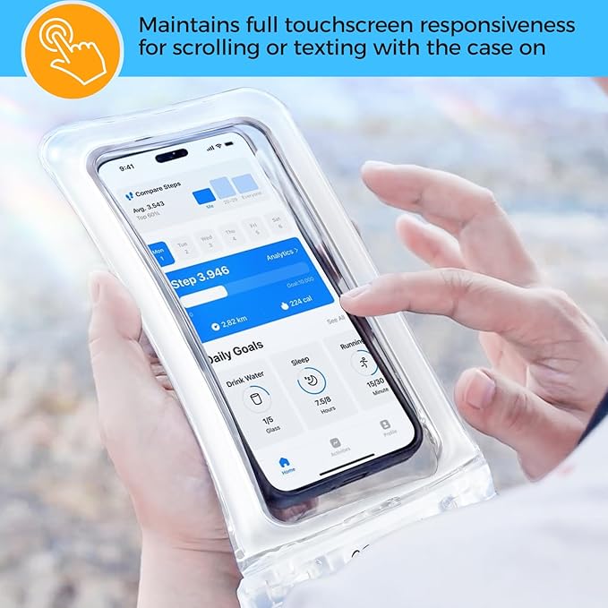 ProCase 2 Pack Floating Waterproof Phone Pouch Up to 7", IPX8 Floatable Underwater Phone Case Dry Bag for iPhone 17/Air 16 15 14 13 12 11 Pro Max Xs Max XR X 8 7 Plus SE/Galaxy S24 S23 S22 - Clear