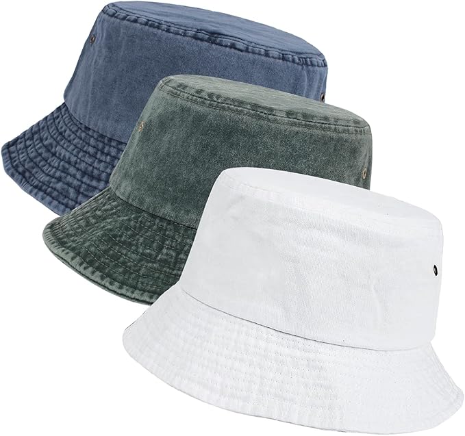 Washed Cotton Bucket Hats Packable Summer Outdoor Cap Travel Beach Sun Hat Plain Colors for Men Women