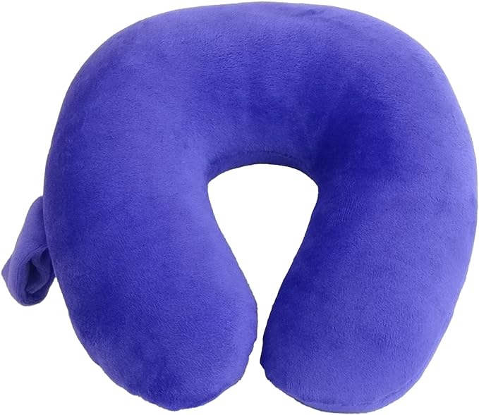Kids Travel Neck Pillow - Cozy Soft Microfiber, Compact Design for Airplane, Car Seat, or Toddler Travel Support – Purple