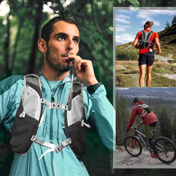 Hydration Pack Backpack，IX INOXTO Running Hydration Vest with 1.5L ( 50 oz) Water Bladder for Men Women，Lightweight Water Backpack for Hiking Cycling Climbing Camping