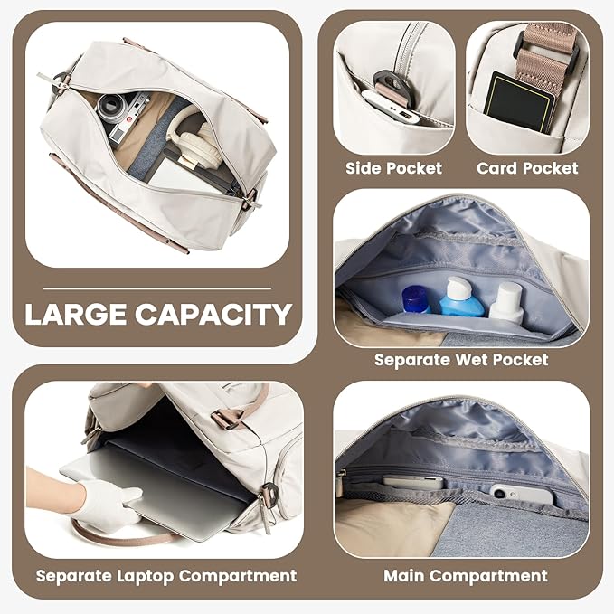 Small Gym Bag for Women, Travel Duffle Bag with Shoe Compartment, Carry on Weekender Bags Waterproof Overnight Bags