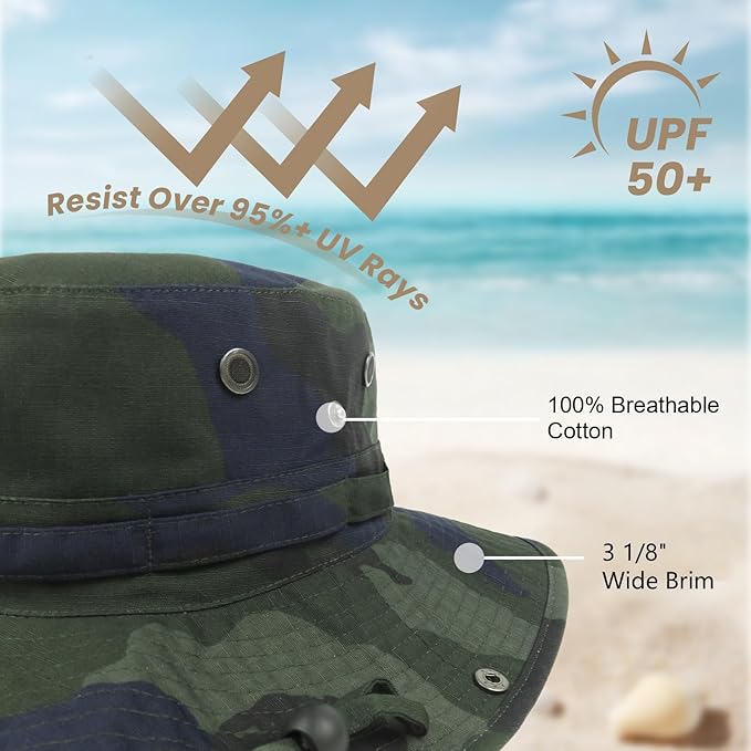 Bucket Hat Wide Brim UV Protection Sun Hat Boonie Hats Fishing Hiking Safari Outdoor Hats for Men and Women