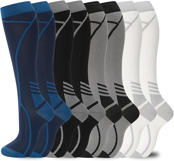 Compression Socks for Women Men Circulation Knee High 8 Pairs for Nurses, Running, Travel, Athletic