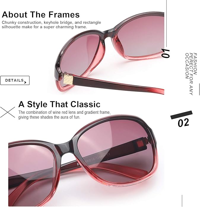 SIPHEW Polarized Sunglasses for Women | Vintage Square Sunglasses w UV400 Protection | Womens Wraparound Shade