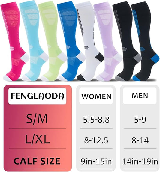 fenglaoda Compression Socks for Women Men 3 Pairs Graduated Compression Support Circulation Socks for Nurses