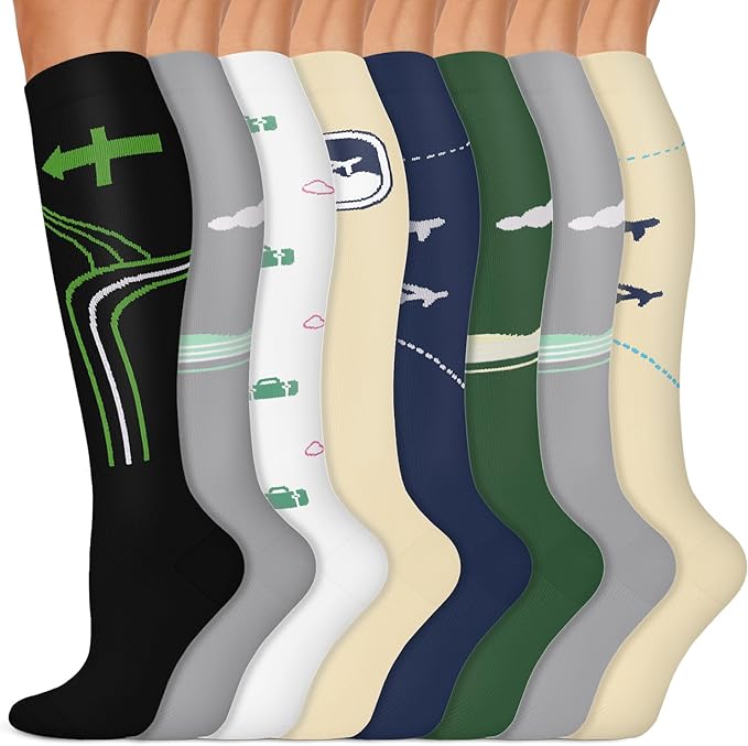 Copper Compression Socks 15-20 mmHg for Men & Women 8 Pairs – Circulation Support for Nurses, Travel, Running, Hiking, Soccer