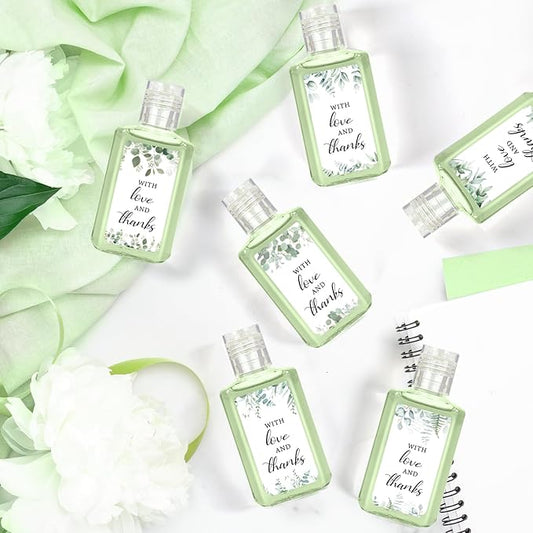 50 Pcs Eucalyptus Leaf Mini Hand Sanitizer Bulk Thank You Gift Favors Small Hand Sanitizer for Guest 1fl oz Travel Size Hand Soap Gift for Wedding and Baby Shower Supplies