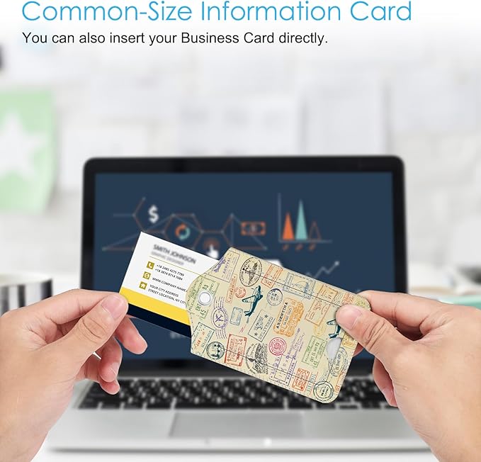 Fintie Luggage Tags, Privacy Cover ID Label with Stainless Steel Loop and Address Card for Travel Bag Suitcase - Postmark (2 Piece)