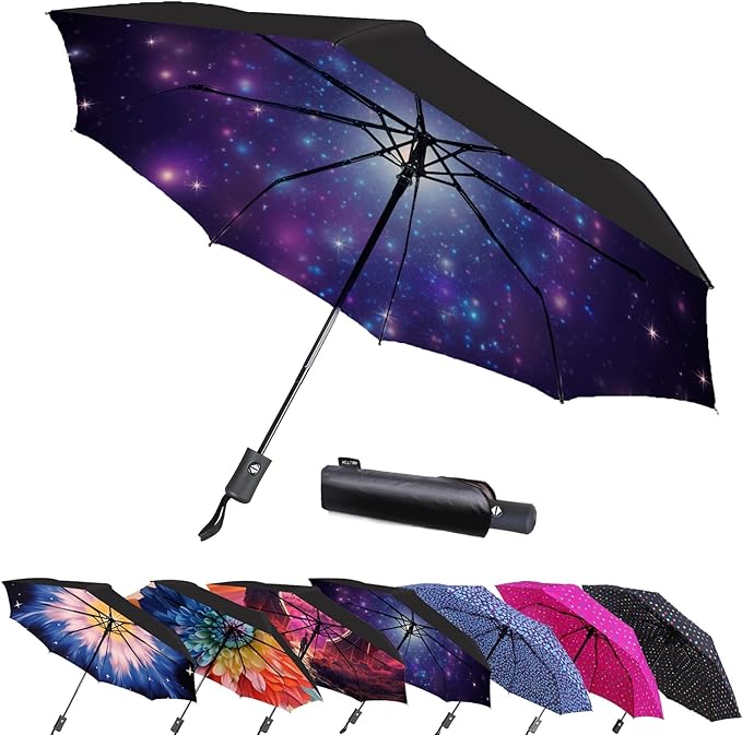 MRTLLOA 42/49 Inch Compact Windproof Travel Umbrella for Rain, Lightweight, Portable, Automatic, Strong, Waterproof Folding Umbrellas for Women, Men and Teenagers