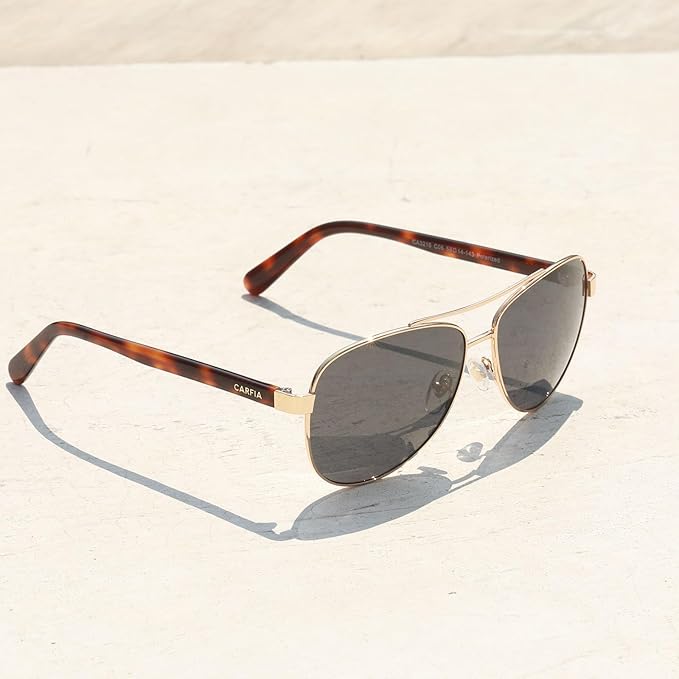 CARFIA Retro Trendy Pilot Sunglasses for Women Polarized UV Protection, Lightweight Outdoor Driving Lady Sunnies Metal Frame