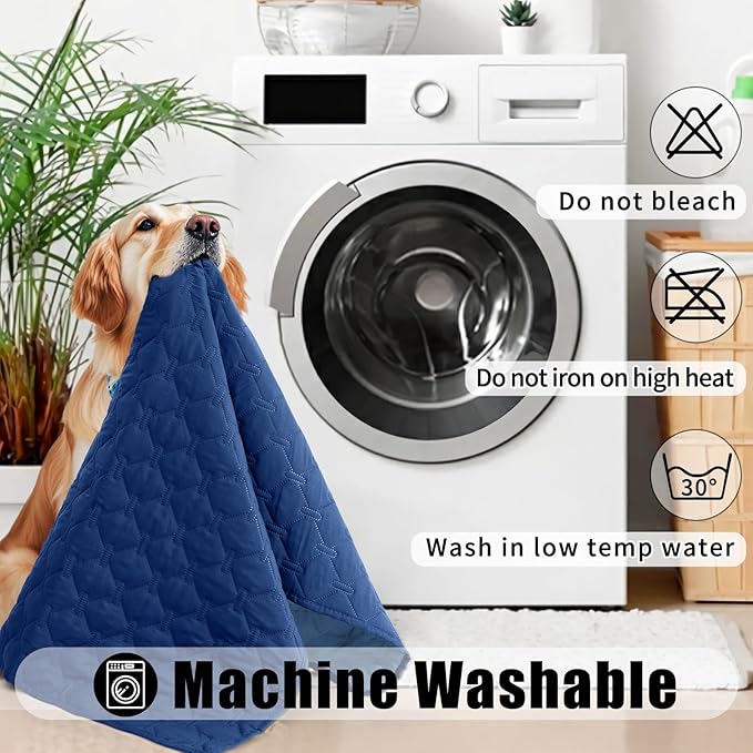 Smiry Waterproof Dog Bed Cover Blanket, Soft Reversible Pet Blanket, Washable Leakproof Cats Dogs Couch Cover for Sofa, Couch, Furniture, Plaid (40x50 Inch, Navy/Blue)