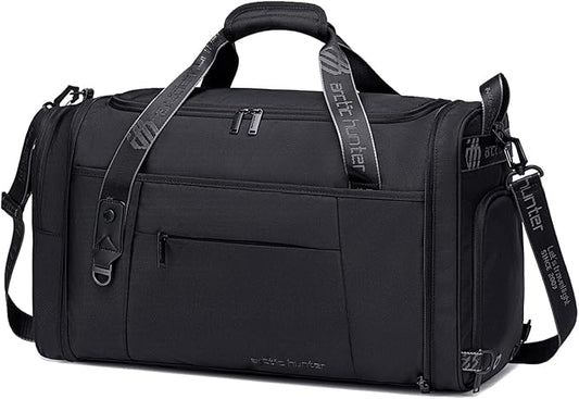 Gym Bags for Men Women, 42L Large Travel Duffle Bag, Carry On Bag for Airplanes with Shoe Compartment for Sports, Weekend Trips, Overnight and Camping - Black