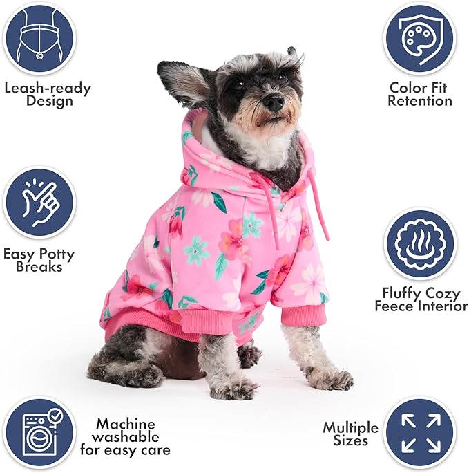 Spark Paws Dog Hoodie – Premium Dog Sweater for Small, Medium, and Large Dogs | Warm Outfits for French Bulldogs, Pitbull, Puppy, Winter Jacket Alternative - Blossom - S