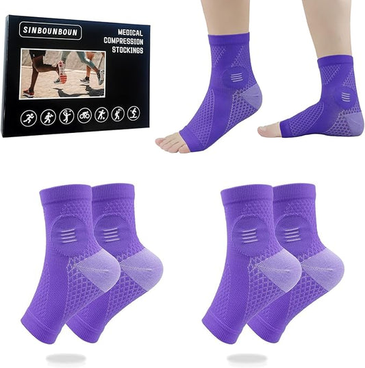 2 Pairs Mixed Colors Neuropathy Socks For Women & Men，Nano Neuropathy Socks，Diabetic Open Toe Foot Sleeves Elastic Sock，Compression Socks，Sleep Socks
