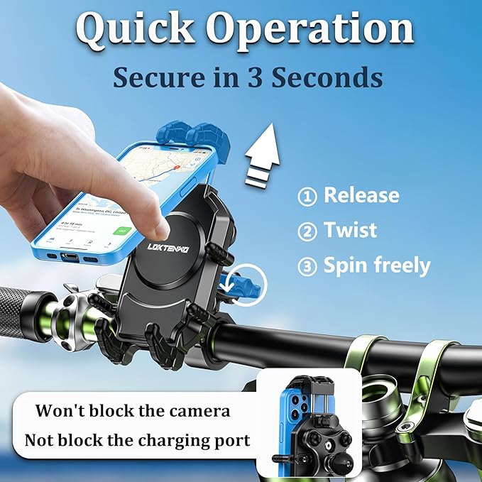 Motorcycle Phone Mount with Vibration Dampener & Secure Lock，[Size Adjustable] Bike Cellphone Holder for ATV Scooter for 5.4-7.2" Smartphones