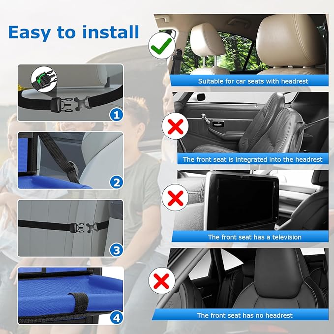 Car Backseat Organizer with tableTray & 9 Storage Pockets for Road Trip Essentials Travel Backseat Car Organizer for Bottle Snack Books(Blue)