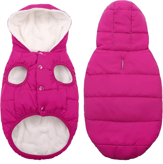 Windproof Waterproof Dog Coat Fleece & Cotton Lined Warm Jacket, Cold Weather Pet Apparel Clothes Vest for Small to Large Dogs (2XL, Pink)