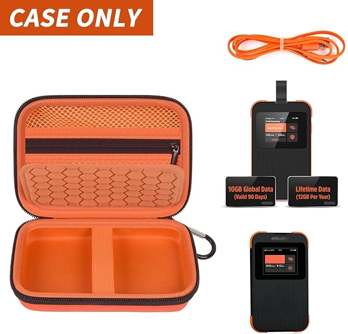 Hard Case Compatible with SIMO Solis 5G/ for Pro 5G WiFi Mobile Hotspot, Travel Router for Hotel WiFi Storage Holder Bag with Mesh Pocket for Charger USB Cable & Accessories (Box Only)- Orange