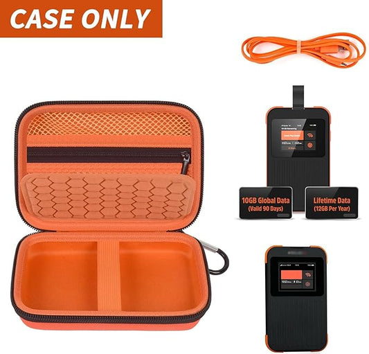 Hard Case Compatible with SIMO Solis 5G/ for Pro 5G WiFi Mobile Hotspot, Travel Router for Hotel WiFi Storage Holder Bag with Mesh Pocket for Charger USB Cable & Accessories (Box Only)- Orange