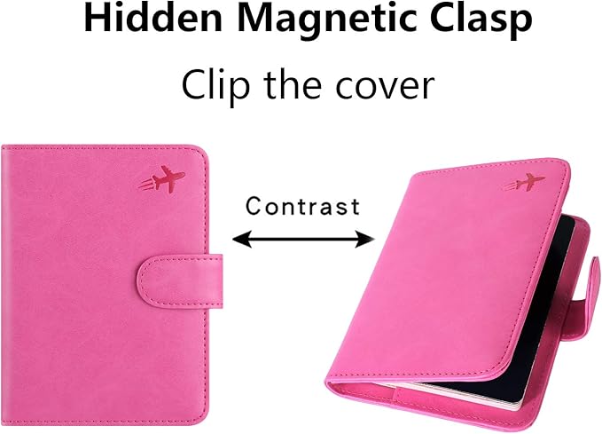 Passport Holder Cover Wallet RFID Blocking Leather Card Case Travel Accessories for Women Men (#Pink)