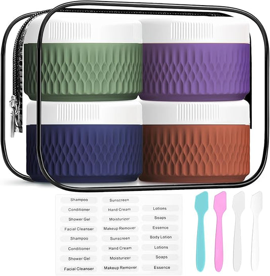 Silicone Cream Jars BPA Free, TSA Approved 1.3oz Travel Size Containers, Leak-proof Travel Essentials with Lid for Cosmetic Face Hand Body Cream