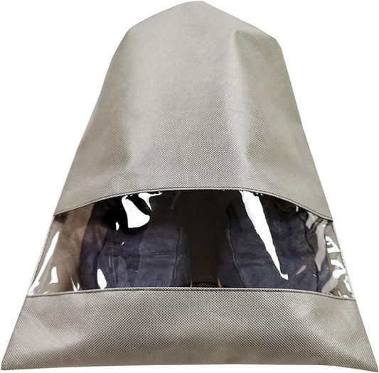8 PCS 11.8"x17.3" Non-Woven Dustproof Drawstring Bag Travel Shoe Bags Dust Cover Pouch Bag Storage with Visual Window for Handbags Purses Shoes (GREY)
